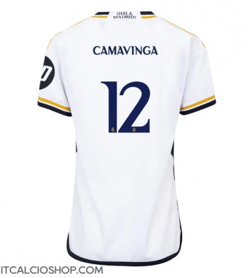 Real Madrid Eduardo Camavinga #12 Prima Maglia Femmina 2023-24 Manica Corta